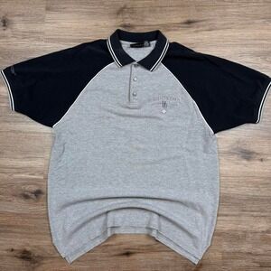 Vintage 90s made in USA harley davidson grey and‎ black polo shirt